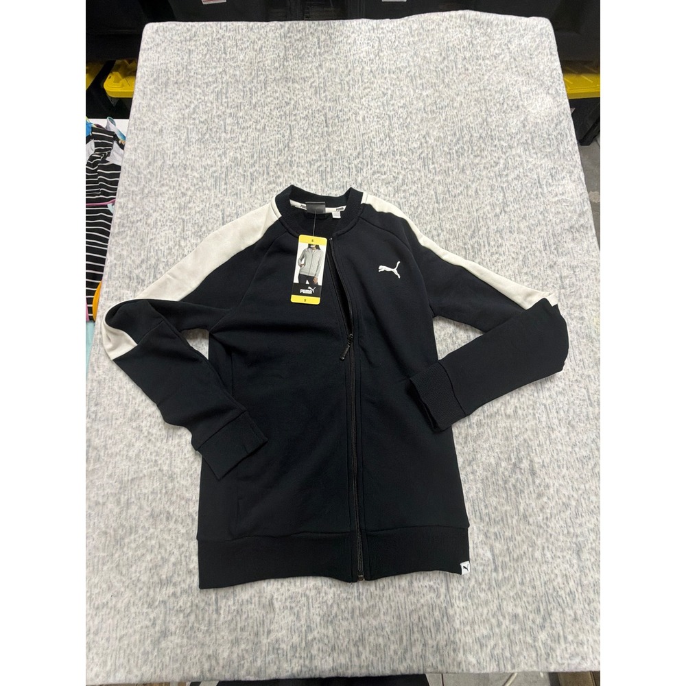 Puma FT Contrast Track Jacket Black Marshmallow White 575930-01 Womens Small NWT